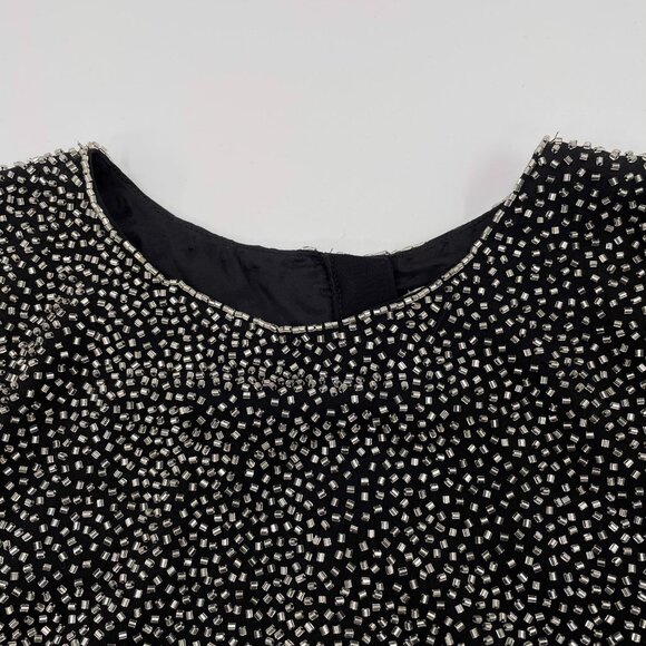 Vintage Oleg Cassini Black Tie Beaded Bodysuit | Size S-L - Picture 8 of 16